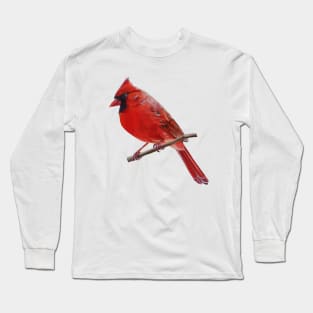 Northern Cardinal with leaves (no background) Long Sleeve T-Shirt